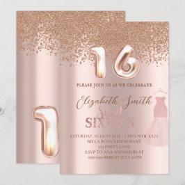 Ro guld elegans, inbjudan till sweet sixteen