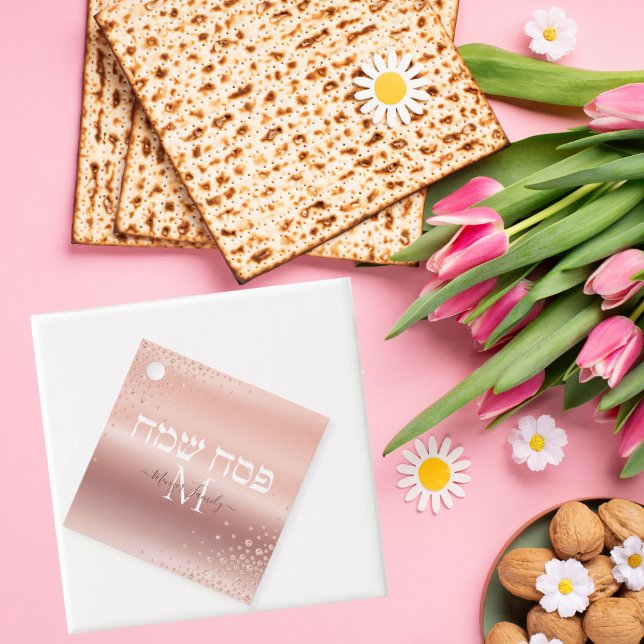 Ro Guld Elegant Monogram Gift Passover Gåvor Etiketter (Skapare uppladdad)