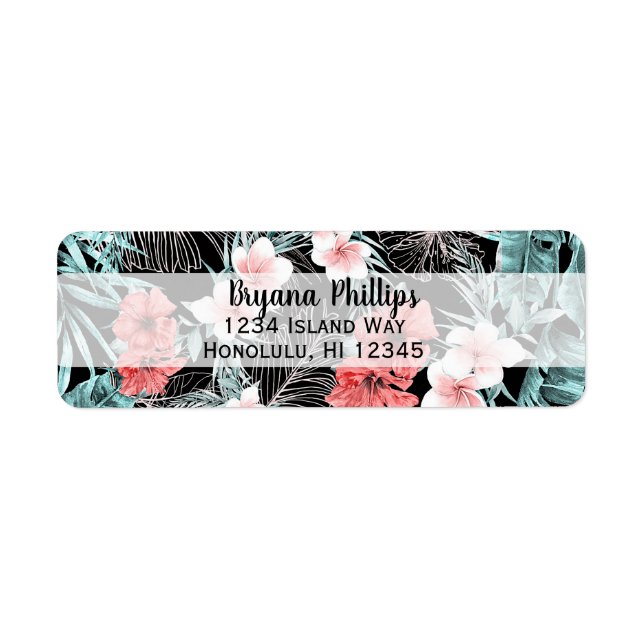 Ro Guld Elegant Tropical Botanical Island Luau Returadress Etikett (Framsidan)