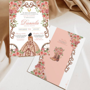 Ro Guld Elegant Western Charro Quinceanera Inbjudningar