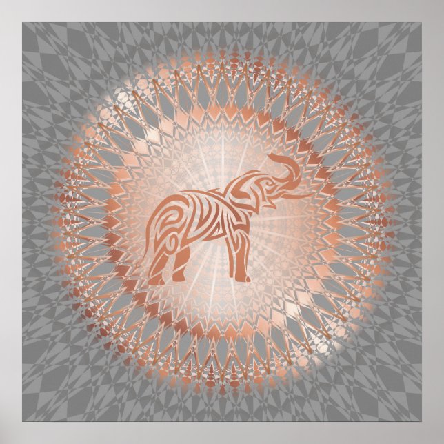 "Ro Guld Elephant Radiance" | Elephant Mandala Poster (Framsidan)
