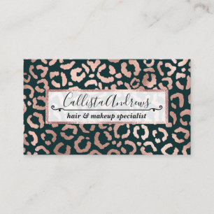 Ro Guld Emerald Leopard Cheetah Animal Print Visitkort