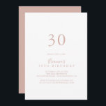 Ro Guld enkel minimalistisk 30års födelsedag Party Inbjudningar<br><div class="desc">Denna enkla minimalistiska inbjudan från 30års födelsedag-partiet ro guld är perfekt för en modern födelsedagsfest. Den enkla utformningen och utformningen av eleganten har manusattypografin klassisk och finare i ro guld.</div>