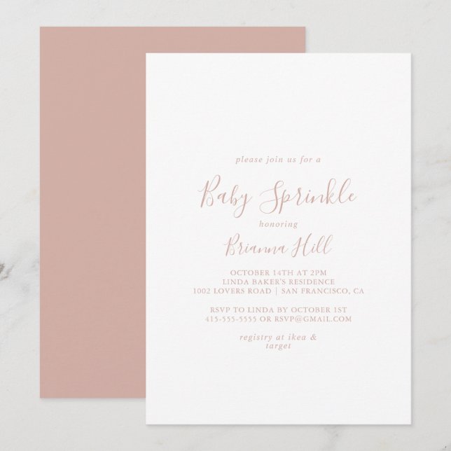 Ro Guld enkel minimalistisk sprinkle av Baby Inbjudningar (Fram/baksida)