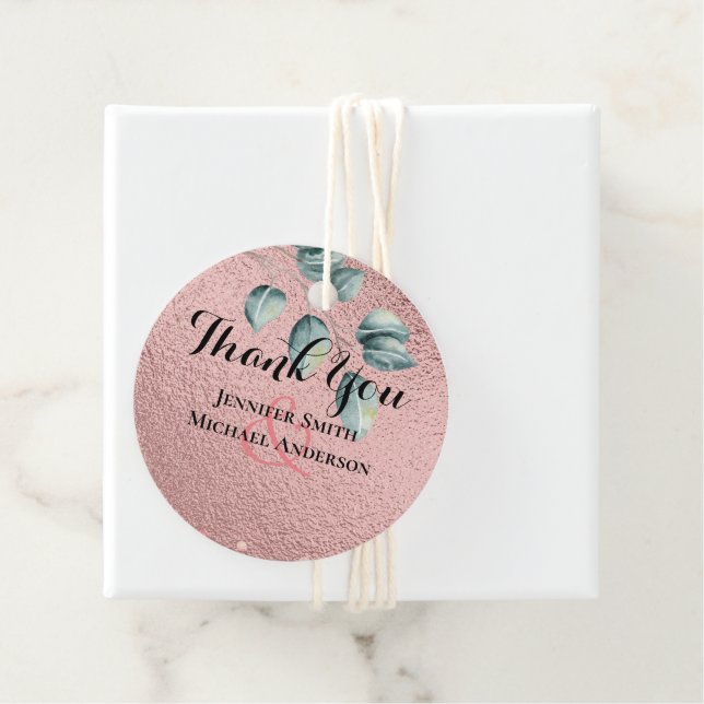 Ro Guld Eucalyptus Löv Foil Watch BRÖLLOP Gåvor Etiketter (På plats)