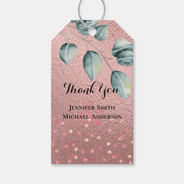 Ro Guld Eucalyptus Löv Foil Watch BRÖLLOP Presentetikett (Framsidan)