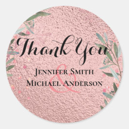 Ro Guld Eucalyptus Löv Foil Watch BRÖLLOP Runt Klistermärke