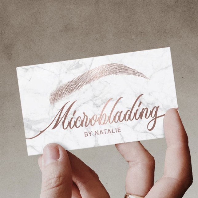 Ro Guld Eyebrow Salon Microblading Marble Visitkort (Skapare uppladdad)