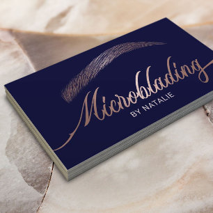 Ro Guld Eyebrow Salon Microblading Modern Navy Visitkort