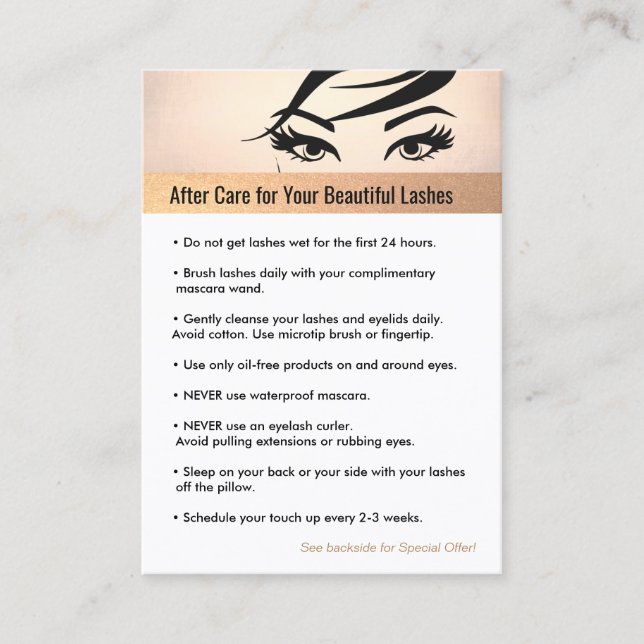 Ro Guld Eyelash Extensions Aftercare Referral (Framsida)