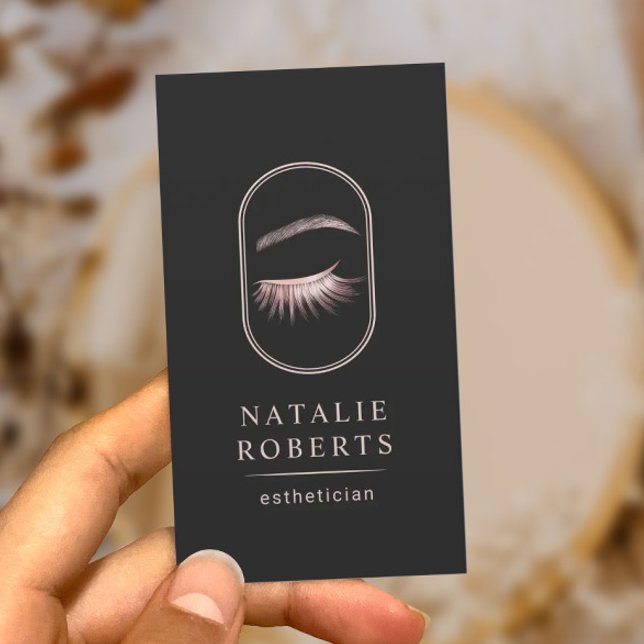 Ro Guld Eyelash Logotyp Makeup Artist Esthetician Visitkort (Skapare uppladdad)