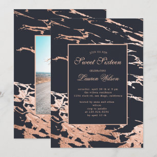 ro guld faux foil marmor Sweet sixteen Inbjudningar