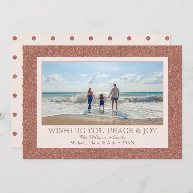 Ro Guld Faux Glitter | 1 FotofotoHelgdag Julkort (Fram/baksida)