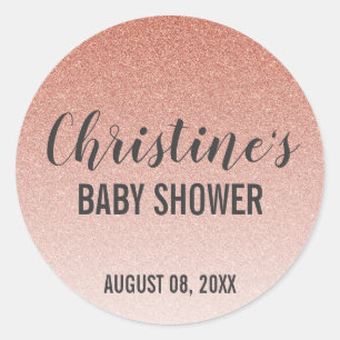 Ro Guld Faux Glitter Baby Shower Sticker Runt Klistermärke
