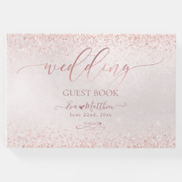  Ro Guld faux Glitter Bröllop Guestbook Gästböcker