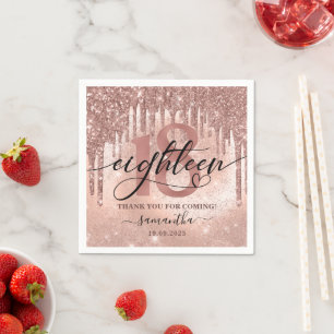 Ro Guld Faux Glitter & Foil 18:e Födelsedagsfesten Pappersservett