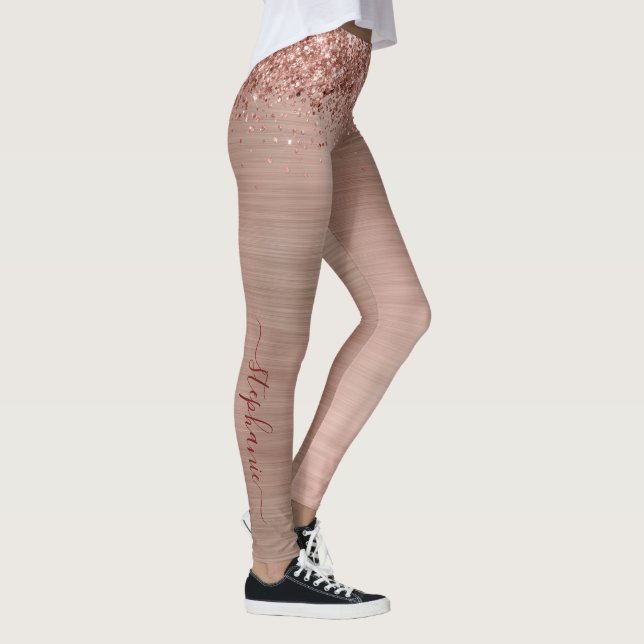 Ro Guld Faux-Glitter Girly Glam Monogram Leggings (Höger)