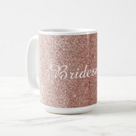 Ro Guld Faux Glitter med Bridesmaid Namn Kaffemugg