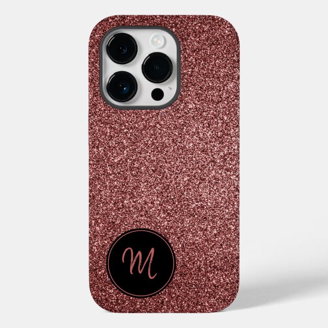 Ro Guld Faux Glitter Monogram minimalistisk sparkl (Baksida)