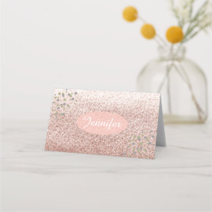 Ro Guld Faux Glitter Namn Ställe Holder Placeringskort