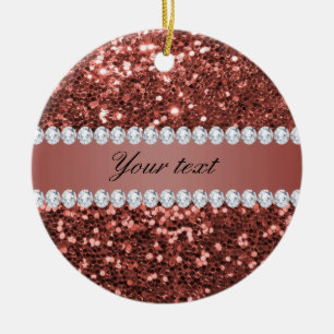 Ro Guld Faux Glitter och Diamonds Personlig Julgransprydnad Keramik
