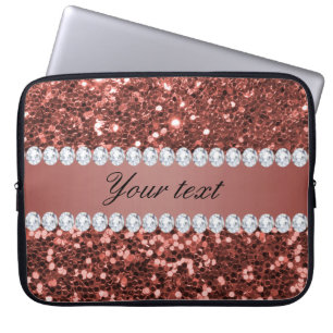 Ro Guld Faux Glitter och Diamonds Personlig Laptop Sleeve
