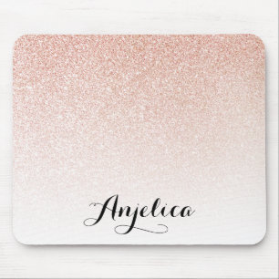 Ro Guld Faux Glitter Ombre Anpassad namnmus Musmatta