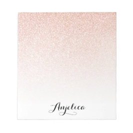 Ro Guld Faux Glitter Ombre Personlig Namn Anteckningsblock
