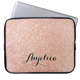 Ro Guld Faux Glitter Personlig Laptop sleeve