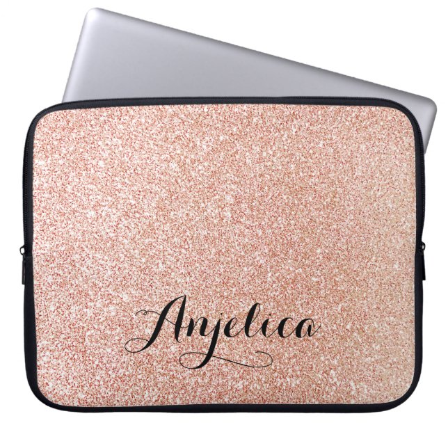 Ro Guld Faux Glitter Personlig Laptop sleeve (Framsidan)