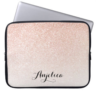 Ro Guld Faux Glitter Personlig Laptop sleeve