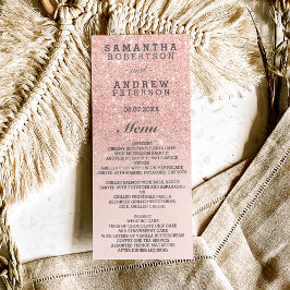 Ro guld faux glitter rosa Mbre bröllop-menyn Meny