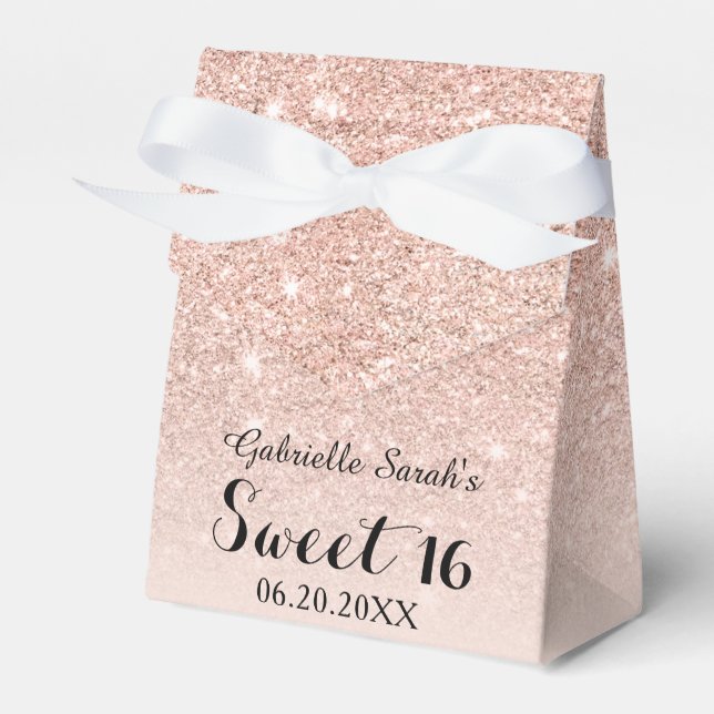 Ro guld faux glitter rosa ombre Sweet 16 Presentaskar (Framsidan Sidan)