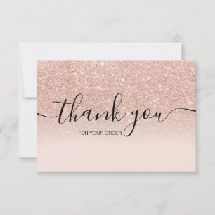 Ro guld faux glitter rosa ombre tack kort