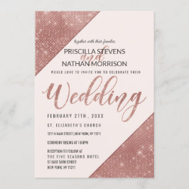 Ro Guld Faux mousserande Glitter Sequin Bröllop Inbjudningar