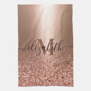 Ro Guld Faux Rosa Glitter Kökshandduk