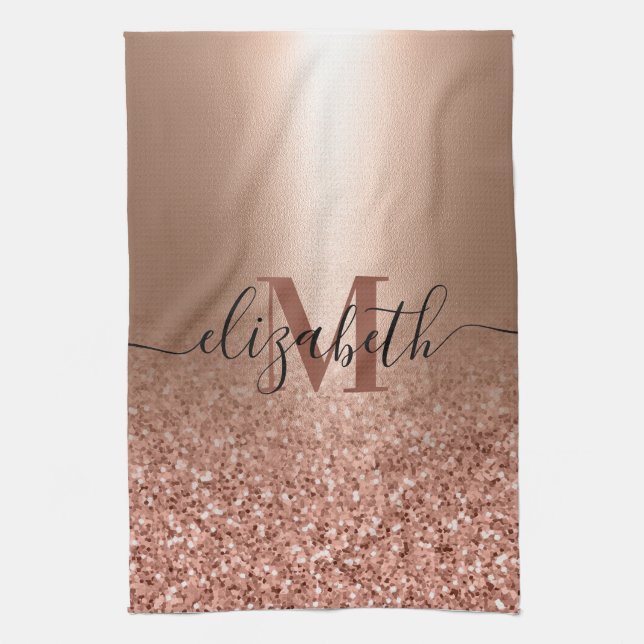Ro Guld Faux Rosa Glitter Kökshandduk (Vertikal)