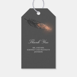 Ro Guld Feather Elegant bröllop Presentetikett