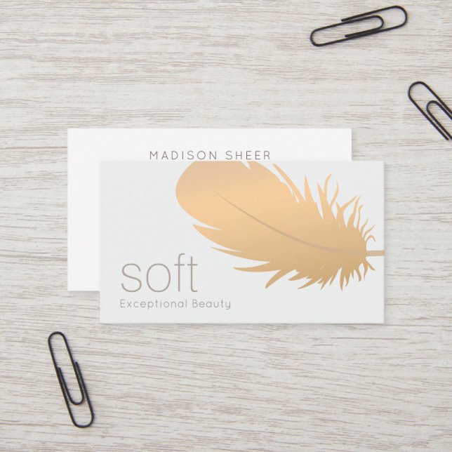 Ro Guld Feather Esthetician Skincare Visitkort (Fram/Back In Situ)