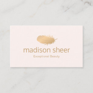 Ro Guld Feather Ljus rosa Esthetician Skincare Visitkort