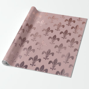 Ro Guld Fleur-de-Lis Mönster om Rosa Presentpapper