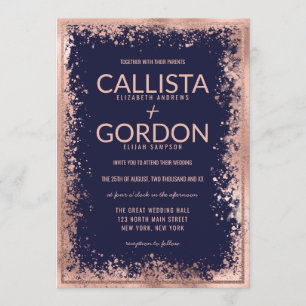 Ro-Guld-flottan Splatter Glitter Gräns Bröllop Inbjudningar