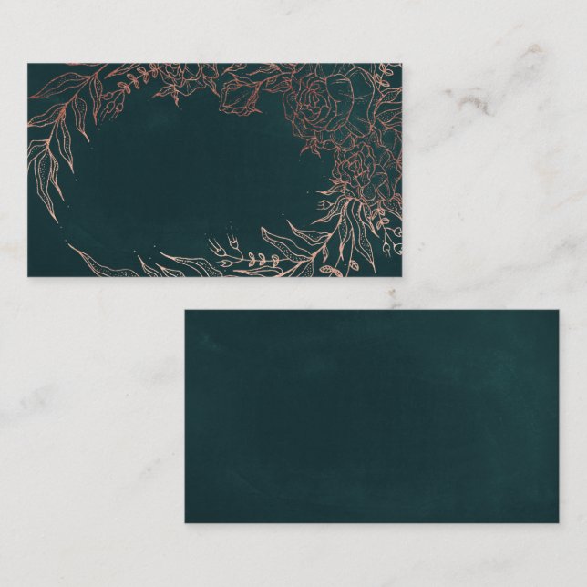 Ro Guld Flower Wandeald Grönt Bröllop Placeringskort (Fram/baksida)