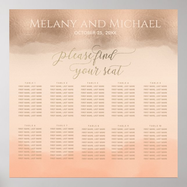 Ro guld-folie champagne cantaloupe vattenfärg poster (Framsidan)