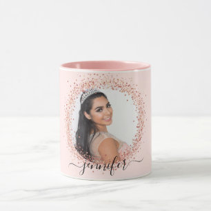Ro guld fotoskript glitter namn mugg