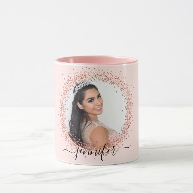 Ro guld  fotoskript glitter namn mugg (Center)