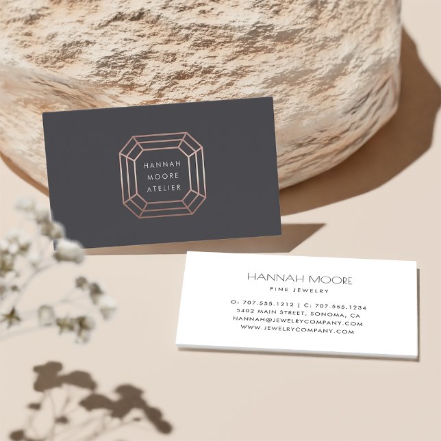 Ro Guld Gem Logotyp | Smyckesdesign Visitkort (Skapare uppladdad)