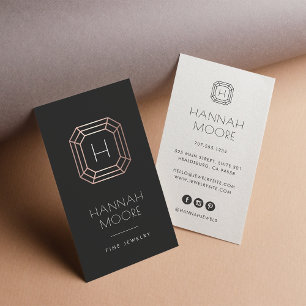 Ro Guld Gem Monogram Logotyp   Juvelry Visitkort