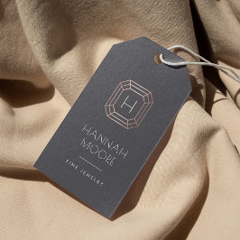 Ro Guld Gem Monogram Logotyp | Märkre för judiskt  Presentetikett