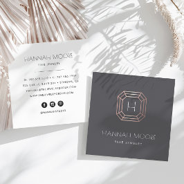 Ro Guld Gemstone Monogram Jueler Logotyp Fyrkantigt Visitkort